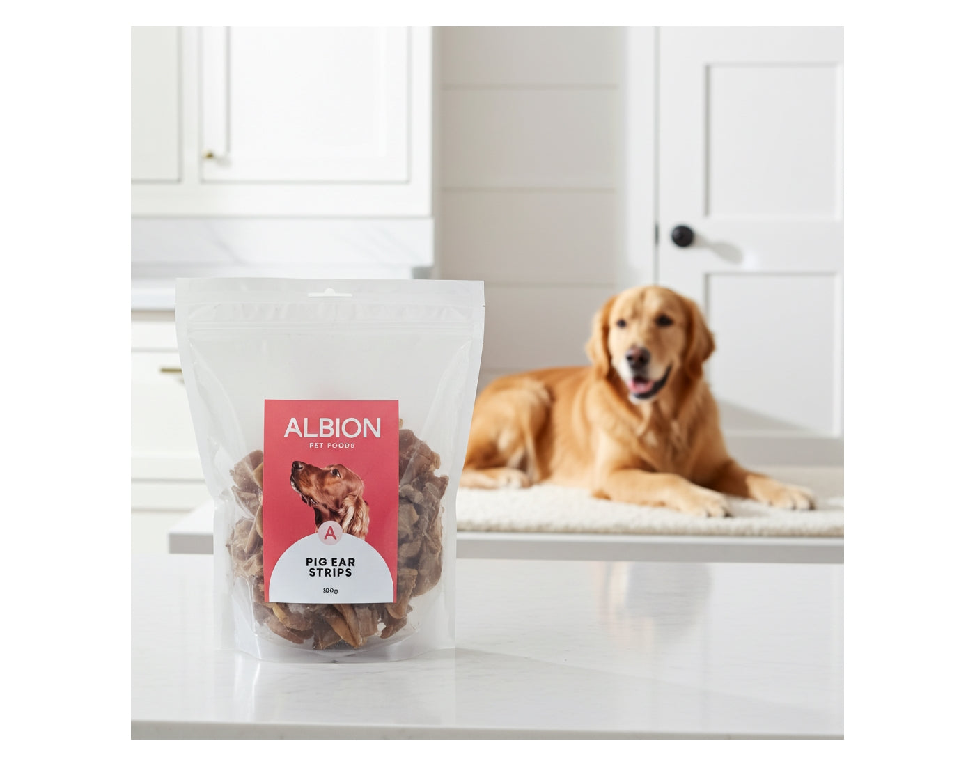 Albion Pet Foods - Air-Dried Pure Pig Ear Strips 200g - Buy Online SPR Centre UK