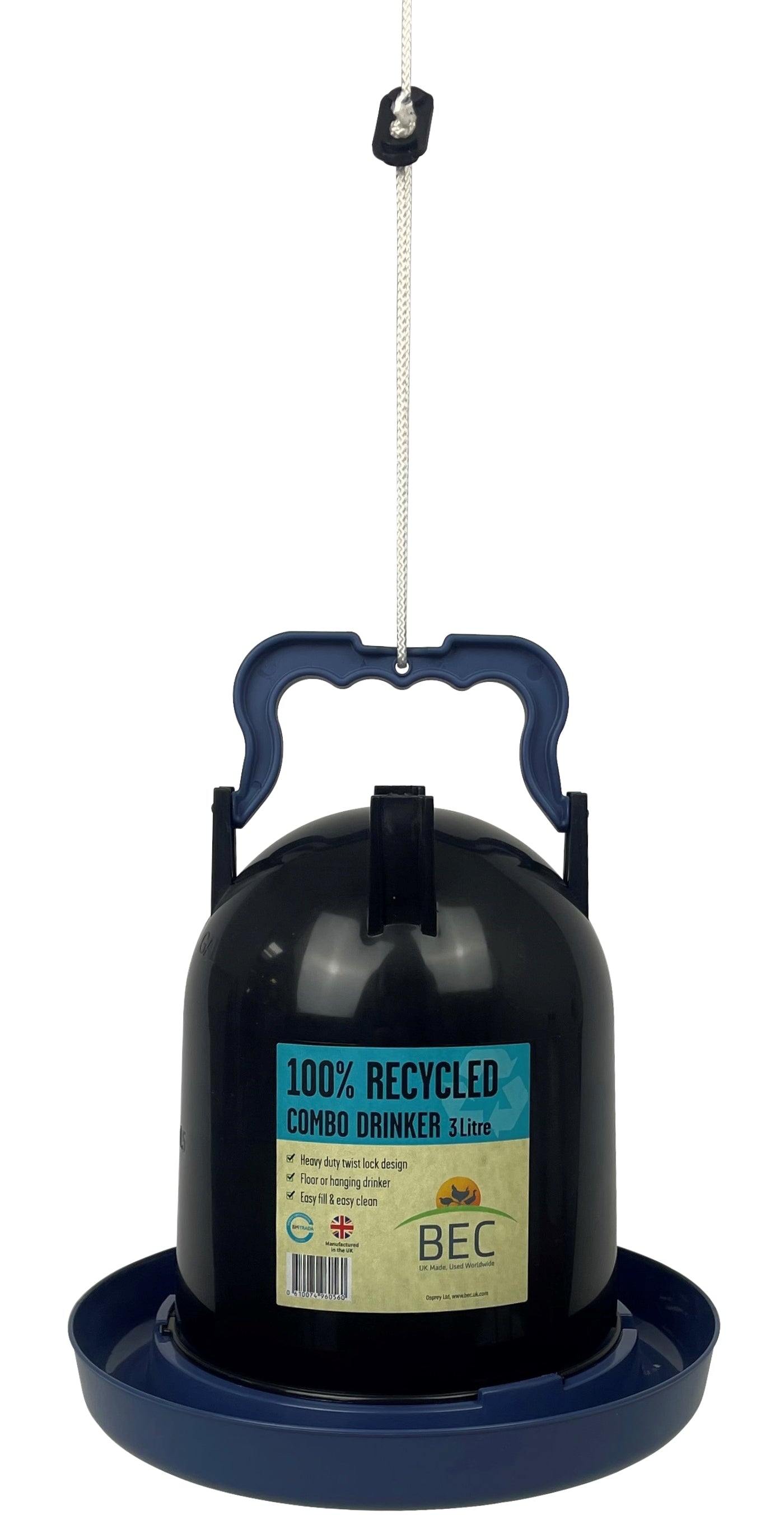 BEC - 100% Recycled 3L Combo Drinker for Poultry & Pigeons - Buy Online SPR Centre UK