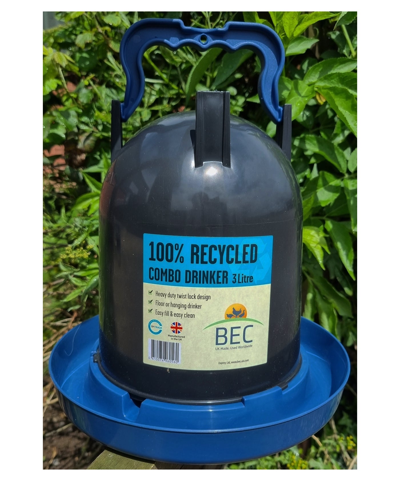 BEC - 100% Recycled 3L Combo Drinker for Poultry & Pigeons - Buy Online SPR Centre UK