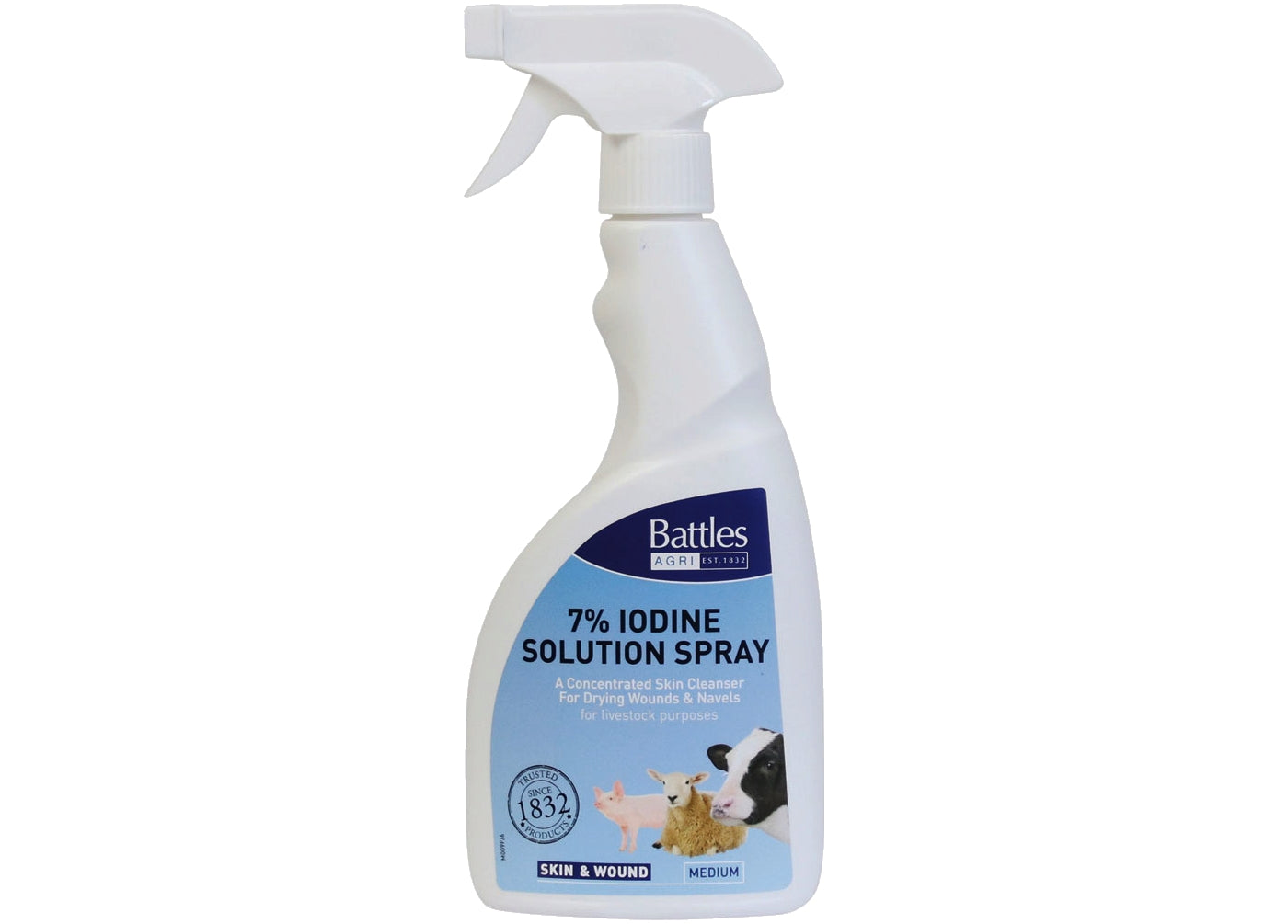 Battles - 7% Iodine Solution Spray 500ml | Animal Care - Buy Online SPR Centre UK