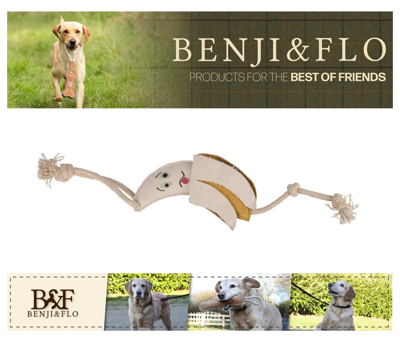 Benji & Flo - 'Crazy Faces' Go Bananas - Suede Dog Toy