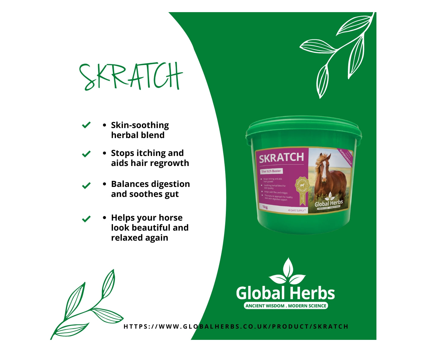 Global Herbs Skratch 1kg | Horse Supplement - Buy Online SPR Centre UK