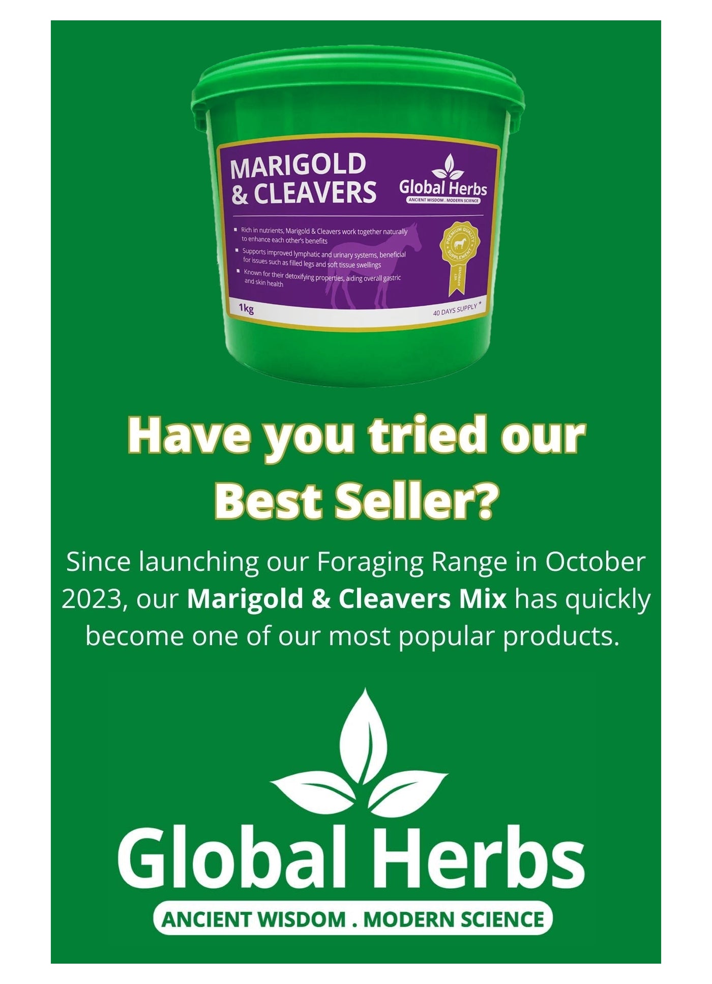 Global Herbs Marigold & Cleavers 1kg | Horse Supplement - Buy Online SPR Centre UK