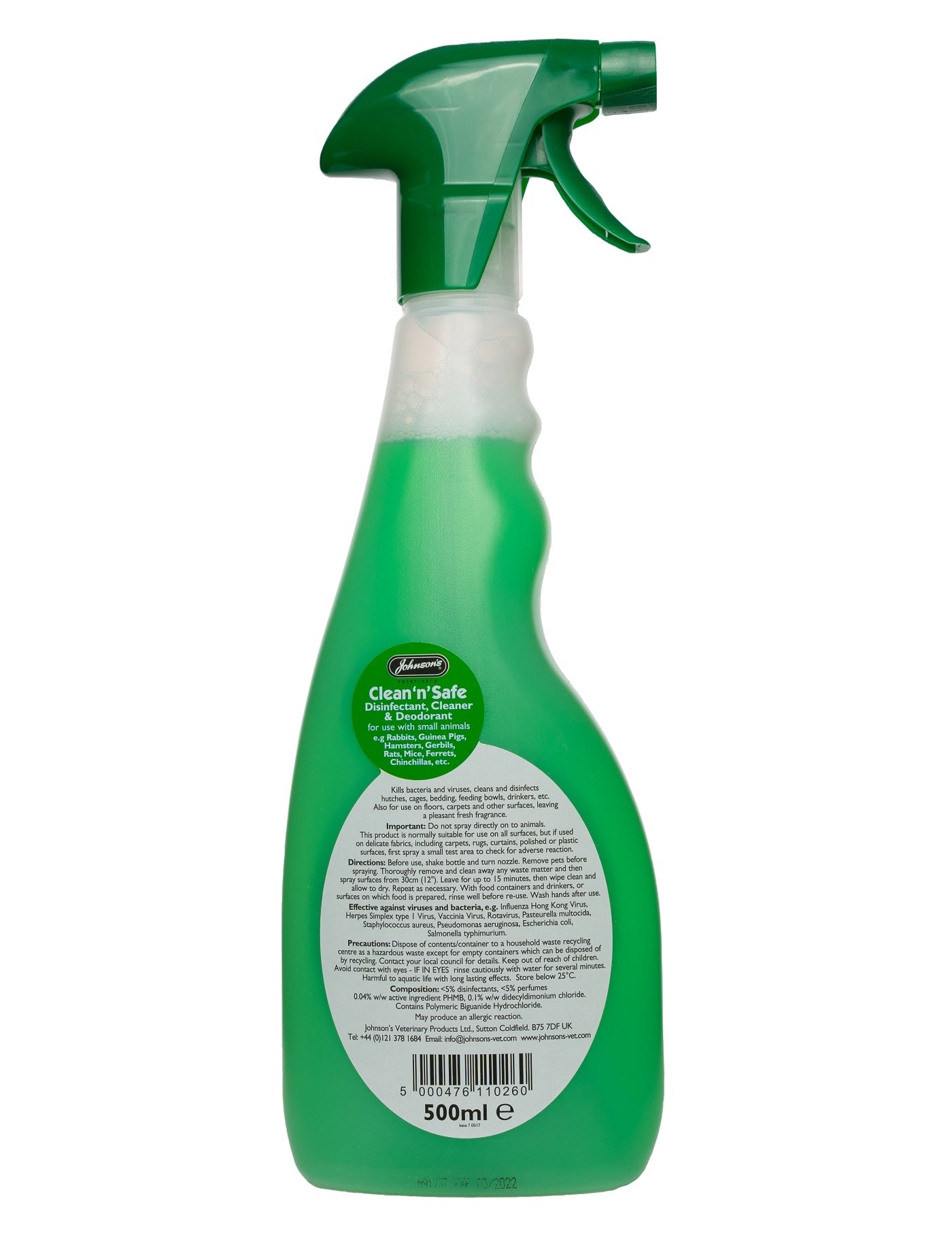 Johnson's Clean 'n' Safe Disinfectant Spray for Small Animals - Buy Online SPR Centre UK