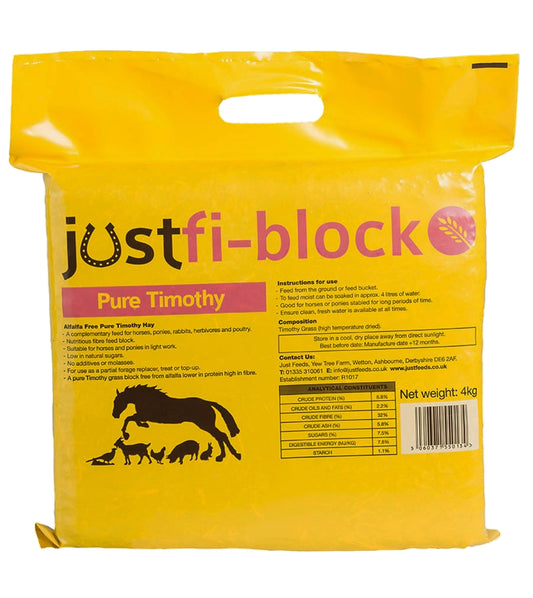 Just Fi-Block Pure Timothy (4 x 1kg blocks) | Horse Feed - Buy Online SPR Centre UK
