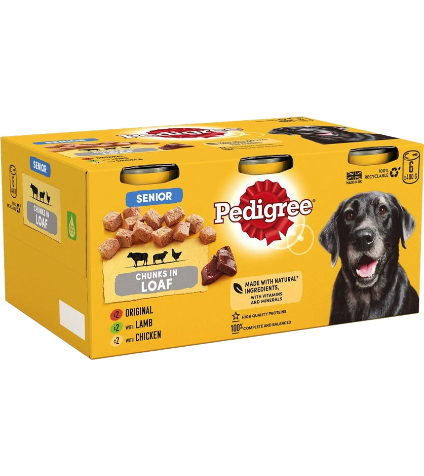 Pedigree Senior Wet Dog Food Tins Mixed in Loaf 6x400g Buy