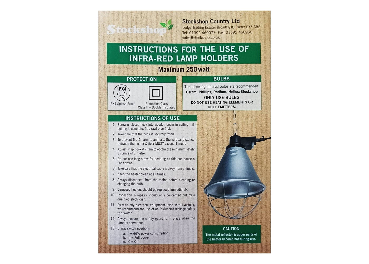Eco Infrared Lamp Holder with Energy Saving Switch - Buy Online SPR Centre UK