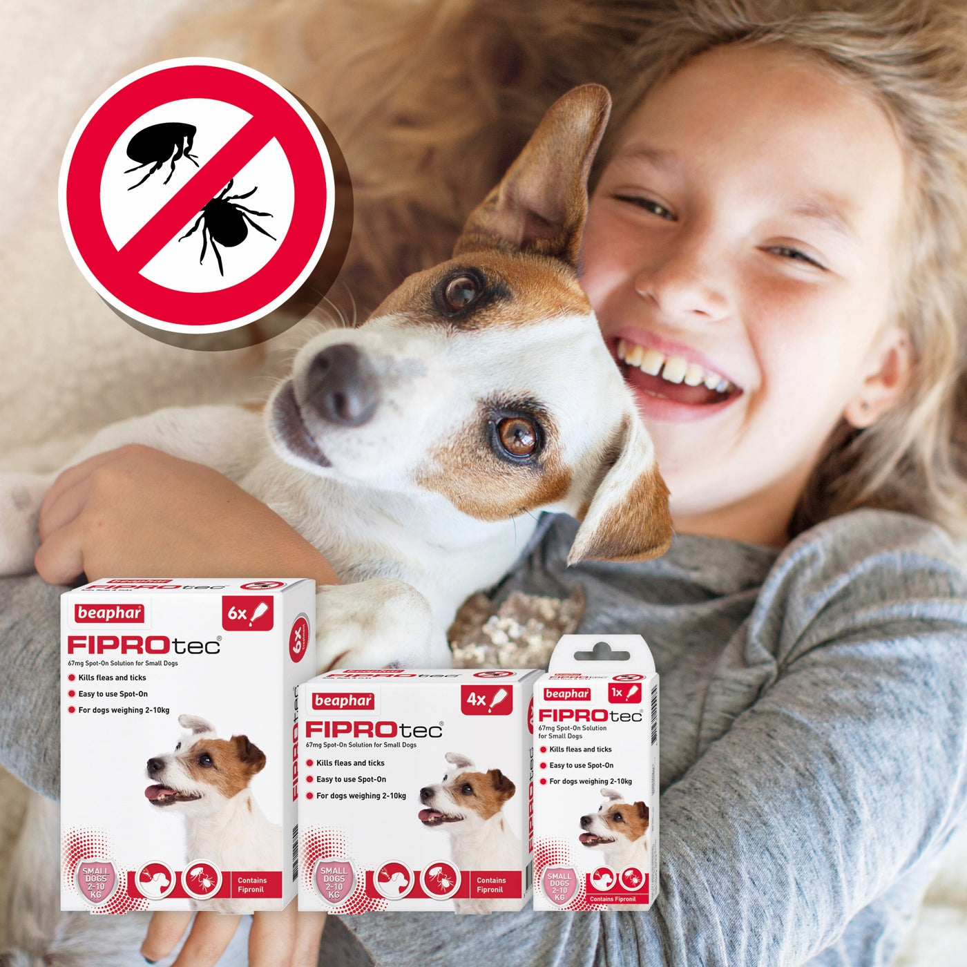 Beaphar - FIPROtec® Flea & Tick Spot-On for Small Dogs (2-10kg) - 4 Pipettes