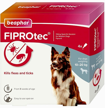 Beaphar - FIPROtec® Flea & Tick Spot-on For Medium Dogs (10-20kg) - 4 Pipettes