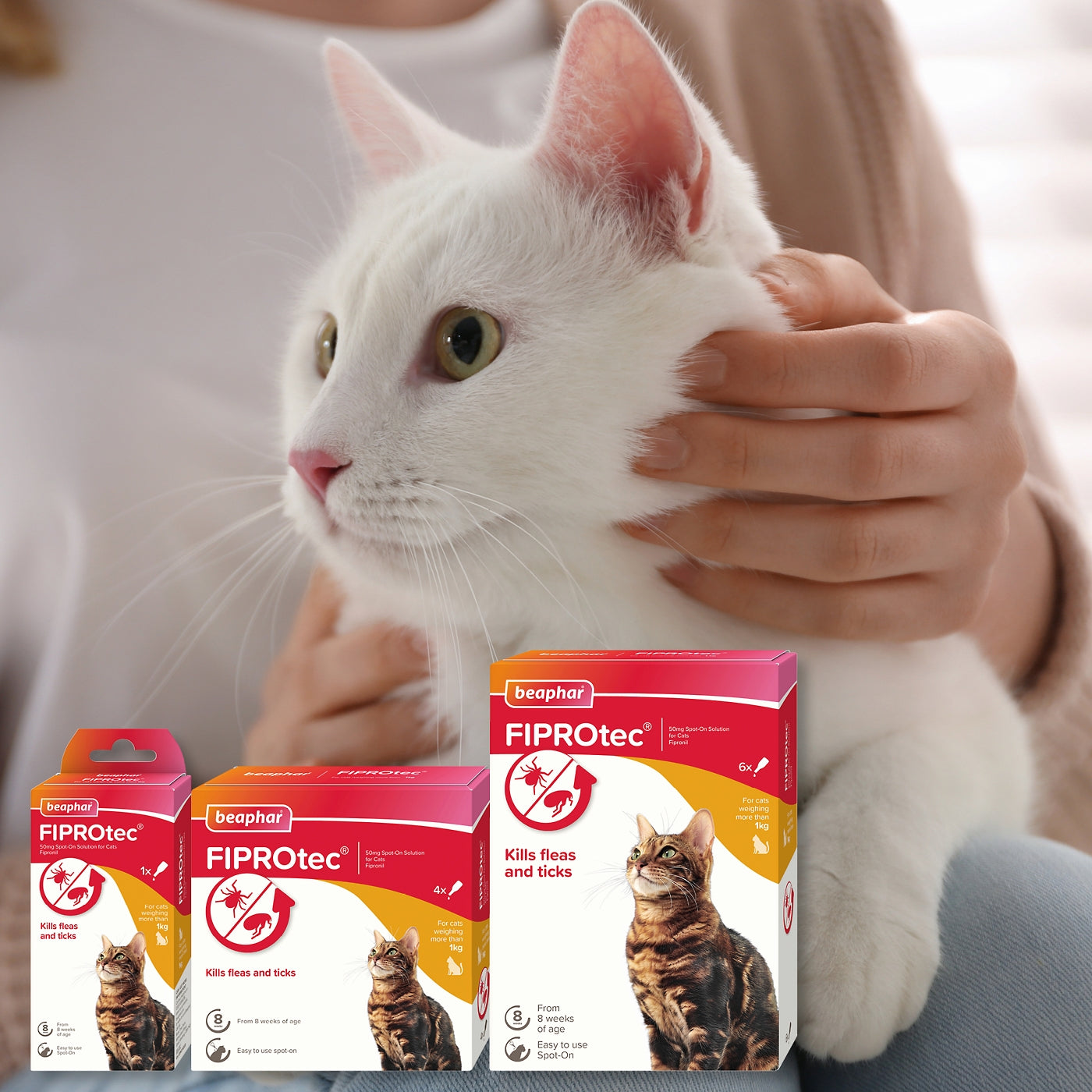 Beaphar - FIPROtec® Flea & Tick Spot-On for Cats - 4 Pipettes