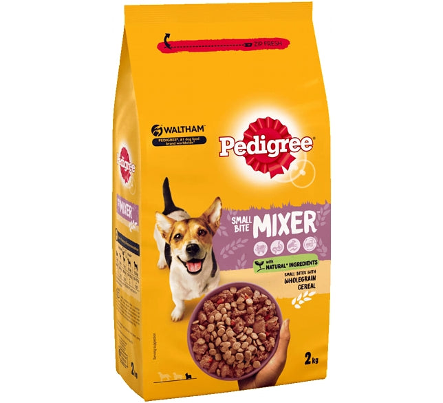 Pedigree Small Bite Mixer - Adult Small Dog Dry Food with Wholegrain Cereal - 2kg