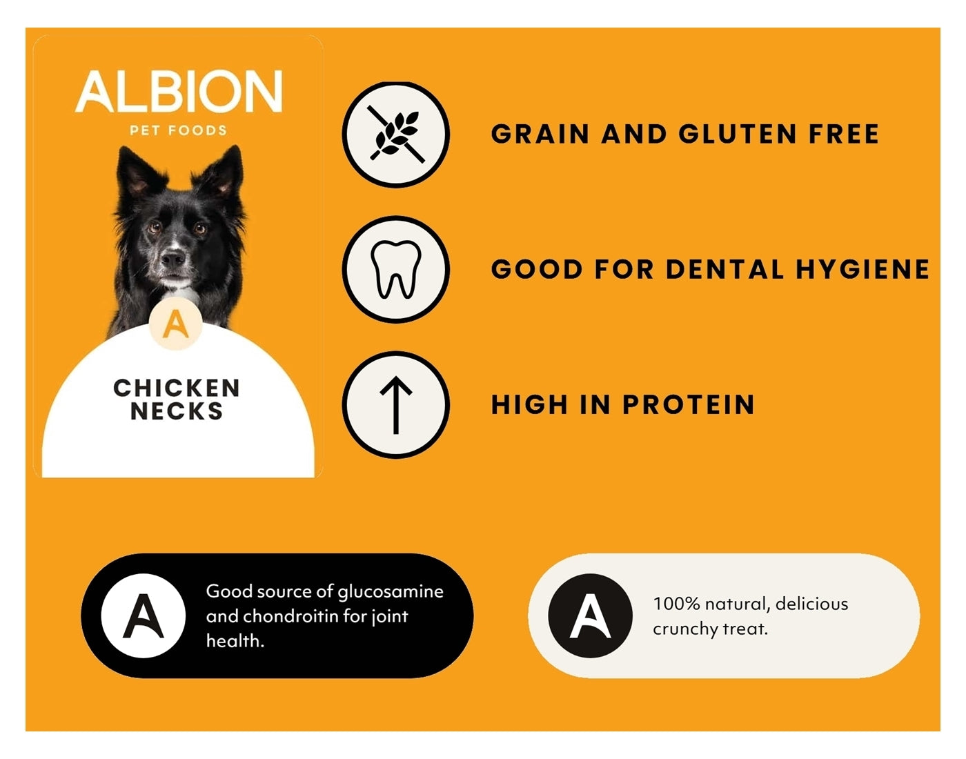Albion Pet Foods - Air-Dried Chicken Necks | Natural Dog Treats - Buy Online SPR Centre UK