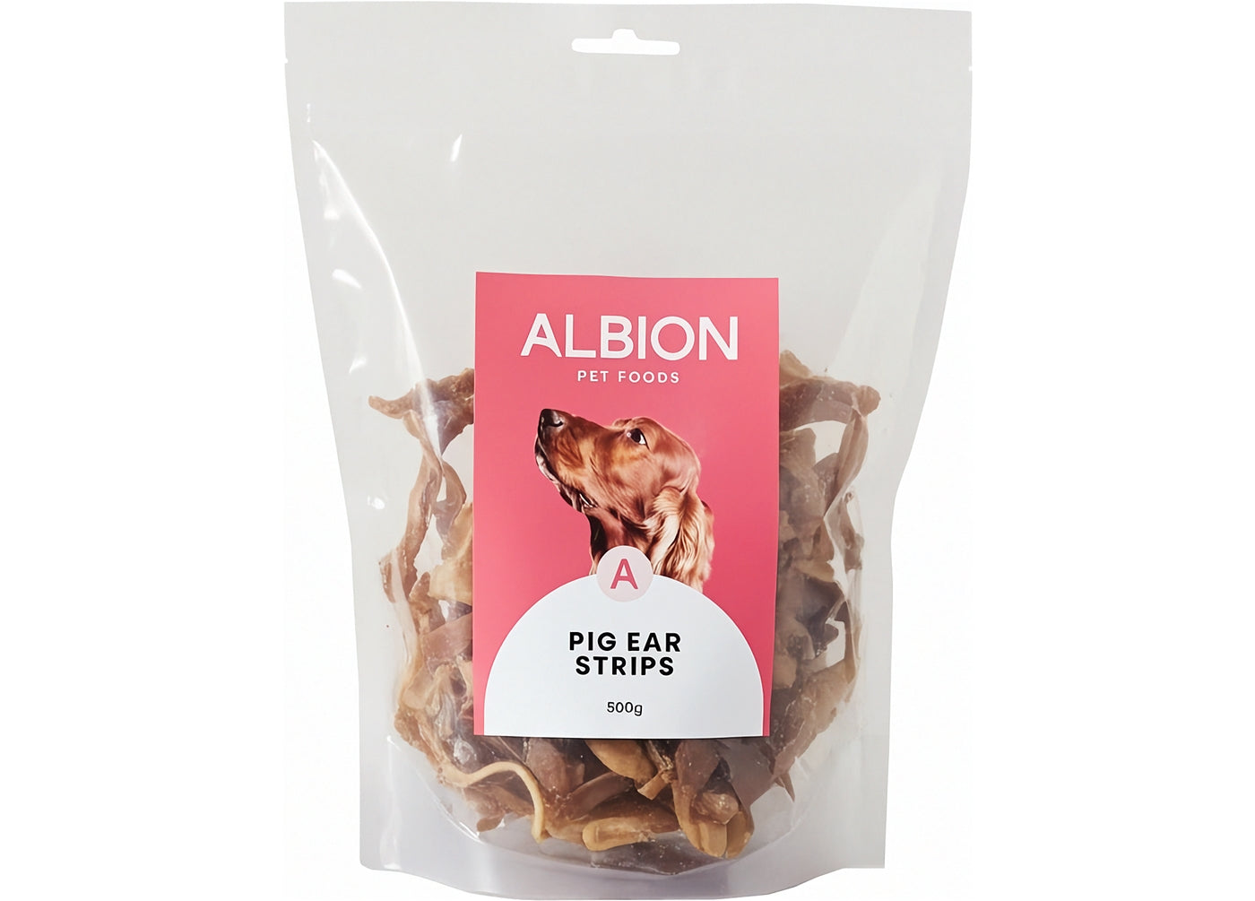Albion Pet Foods - Air-Dried Pure Pig Ear Strips 500g - Buy Online SPR Centre UK