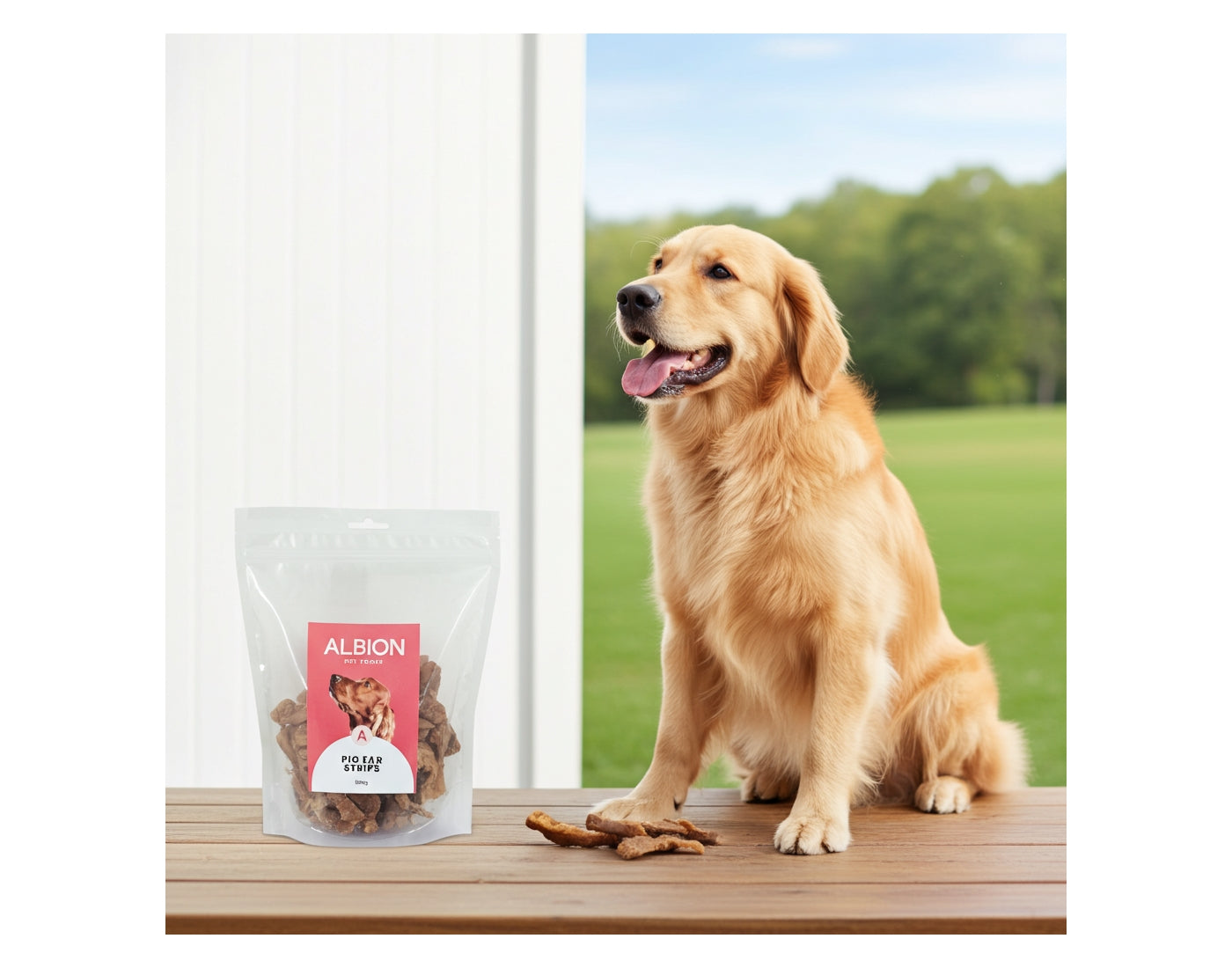 Albion Pet Foods - Air-Dried Pure Pig Ear Strips 200g - Buy Online SPR Centre UK