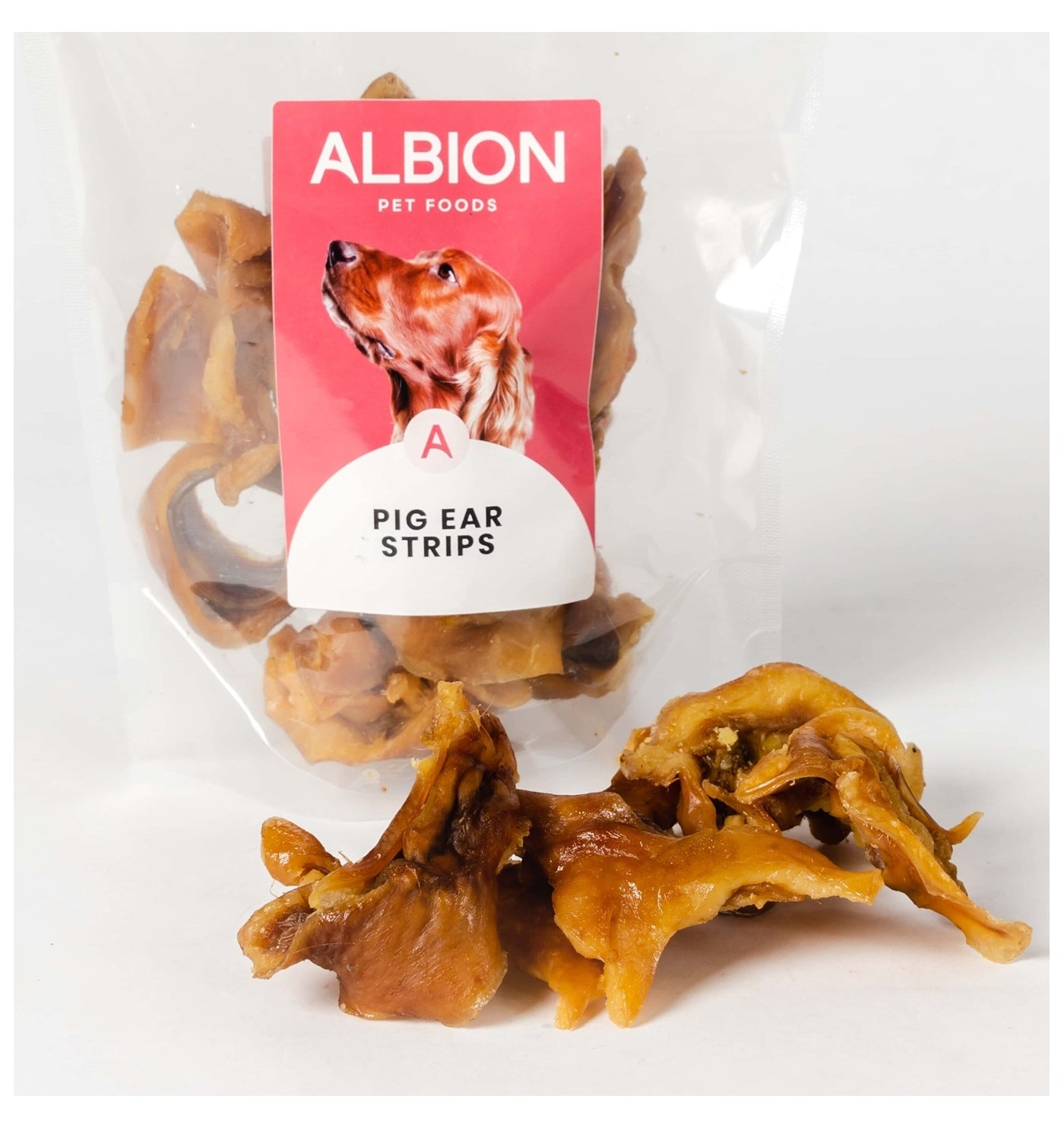 Albion Pet Foods - Air-Dried Pure Pig Ear Strips 200g - Buy Online SPR Centre UK