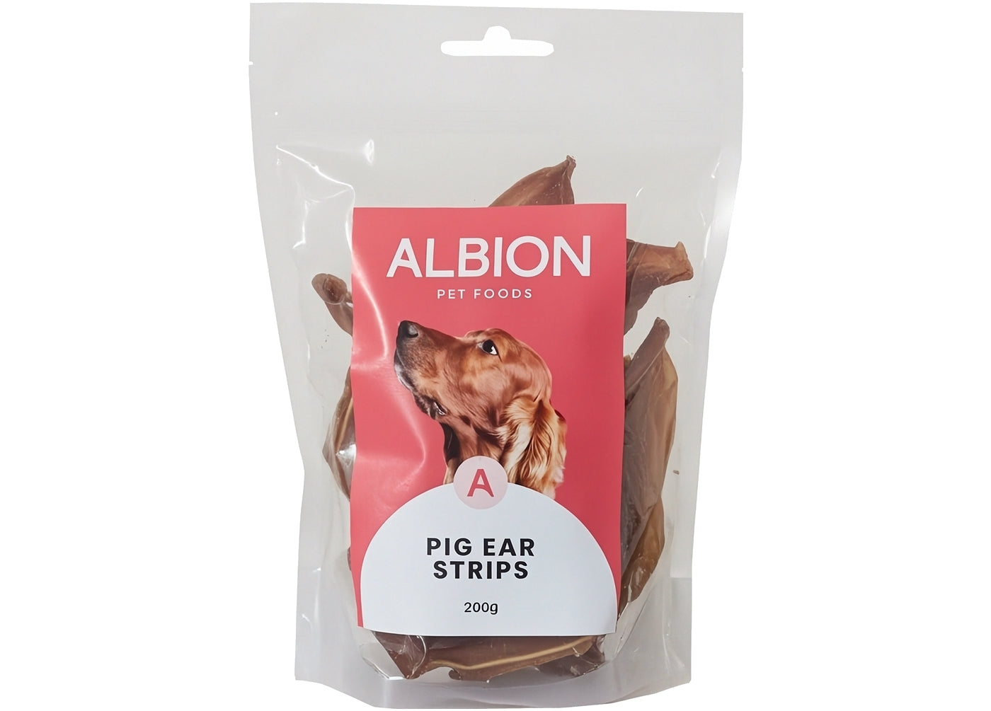 Albion Pet Foods - Air-Dried Pure Pig Ear Strips 200g - Buy Online SPR Centre UK