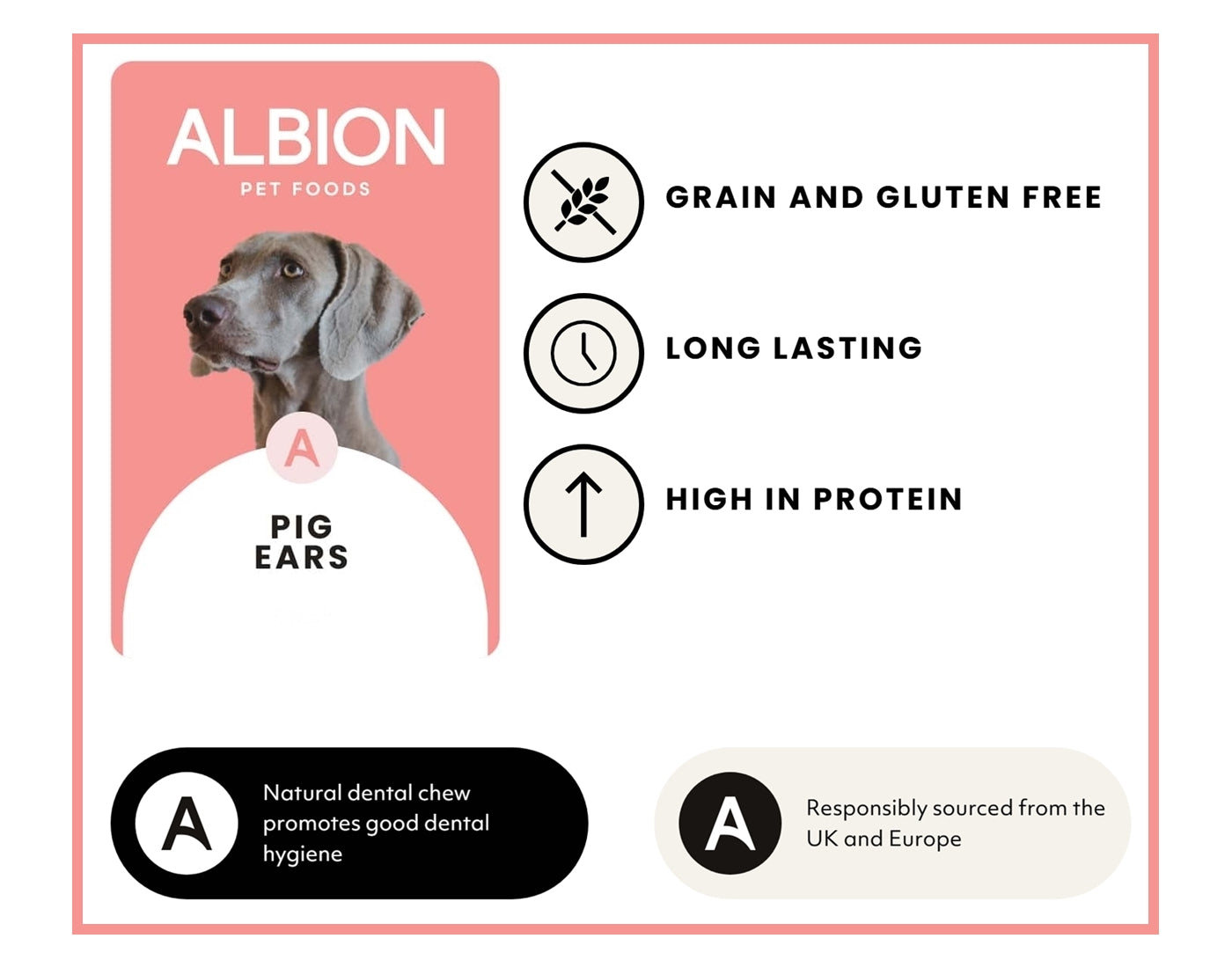 Albion Pet Foods - Air-Dried Pure Pig Ears (10 Pack) - Buy Online SPR Centre UK
