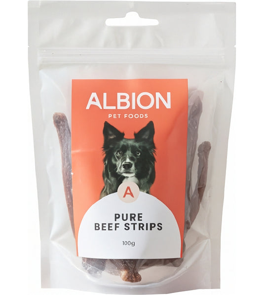 Albion Pet Foods - Air-Dried Pure Beef Strips - Buy Online SPR Centre UK