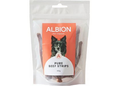 Albion Pet Foods - Air-Dried Pure Beef Strips - Buy Online SPR Centre UK