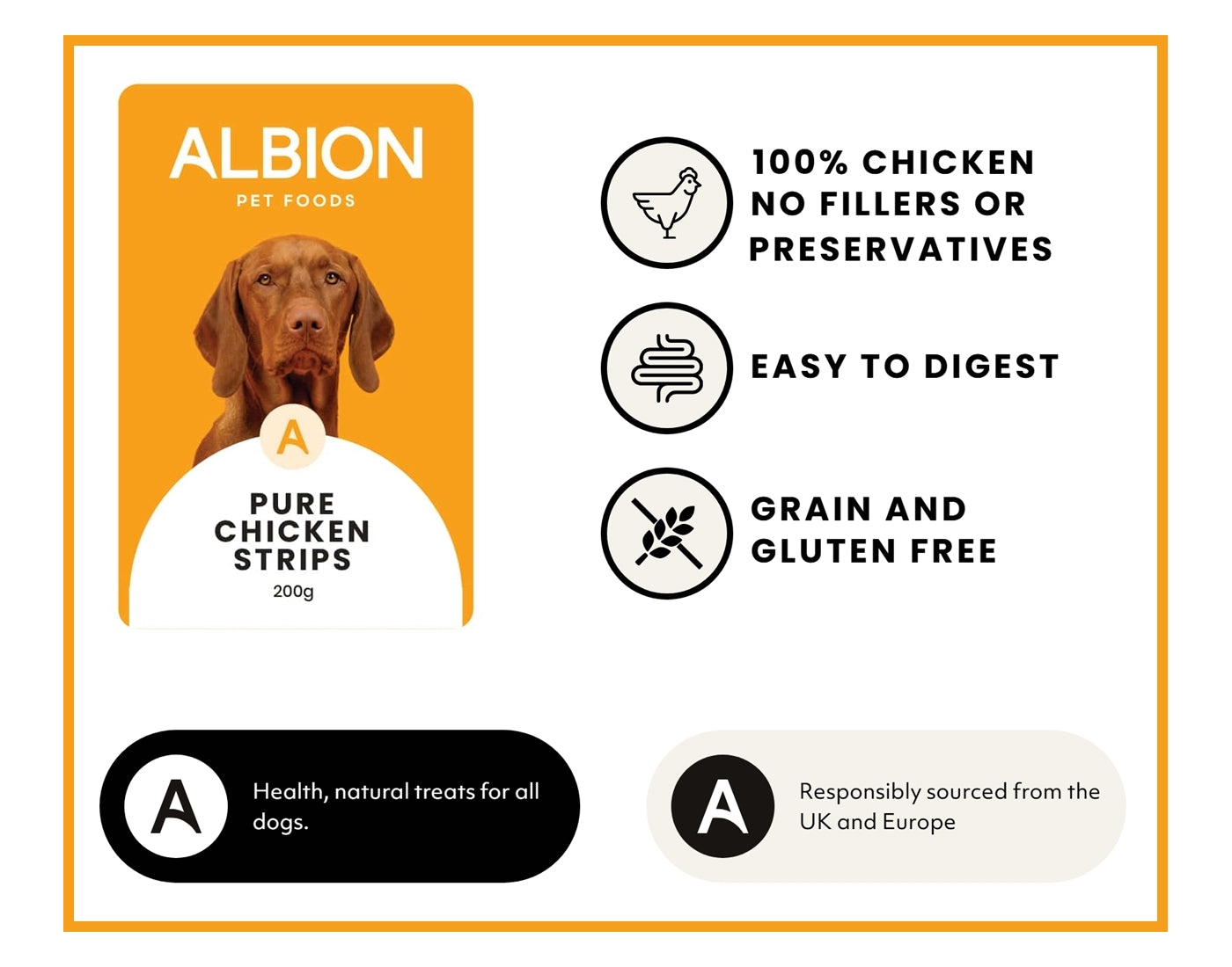 Albion Pet Foods - Air-Dried Pure Chicken Strips - Buy Online SPR Centre UK