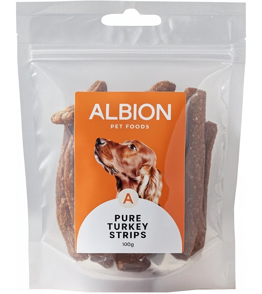 Albion Pet Foods - Air-Dried Pure Turkey Strips - Buy Online SPR Centre UK