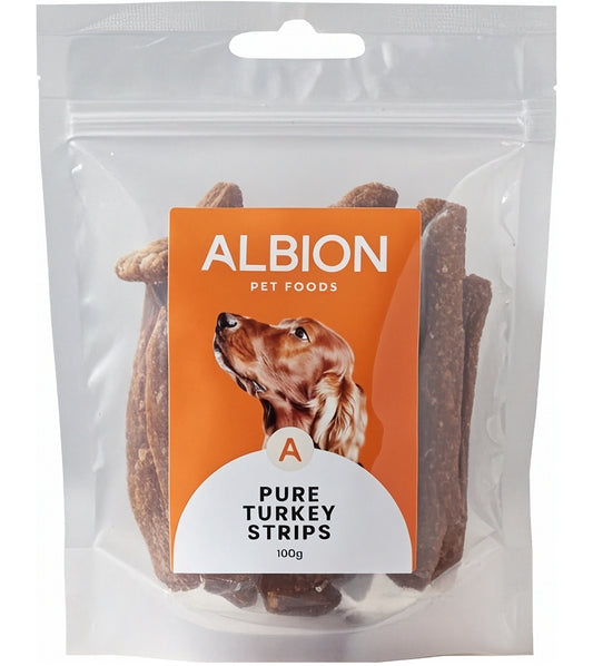 Albion Pet Foods - Air-Dried Pure Turkey Strips - Buy Online SPR Centre UK