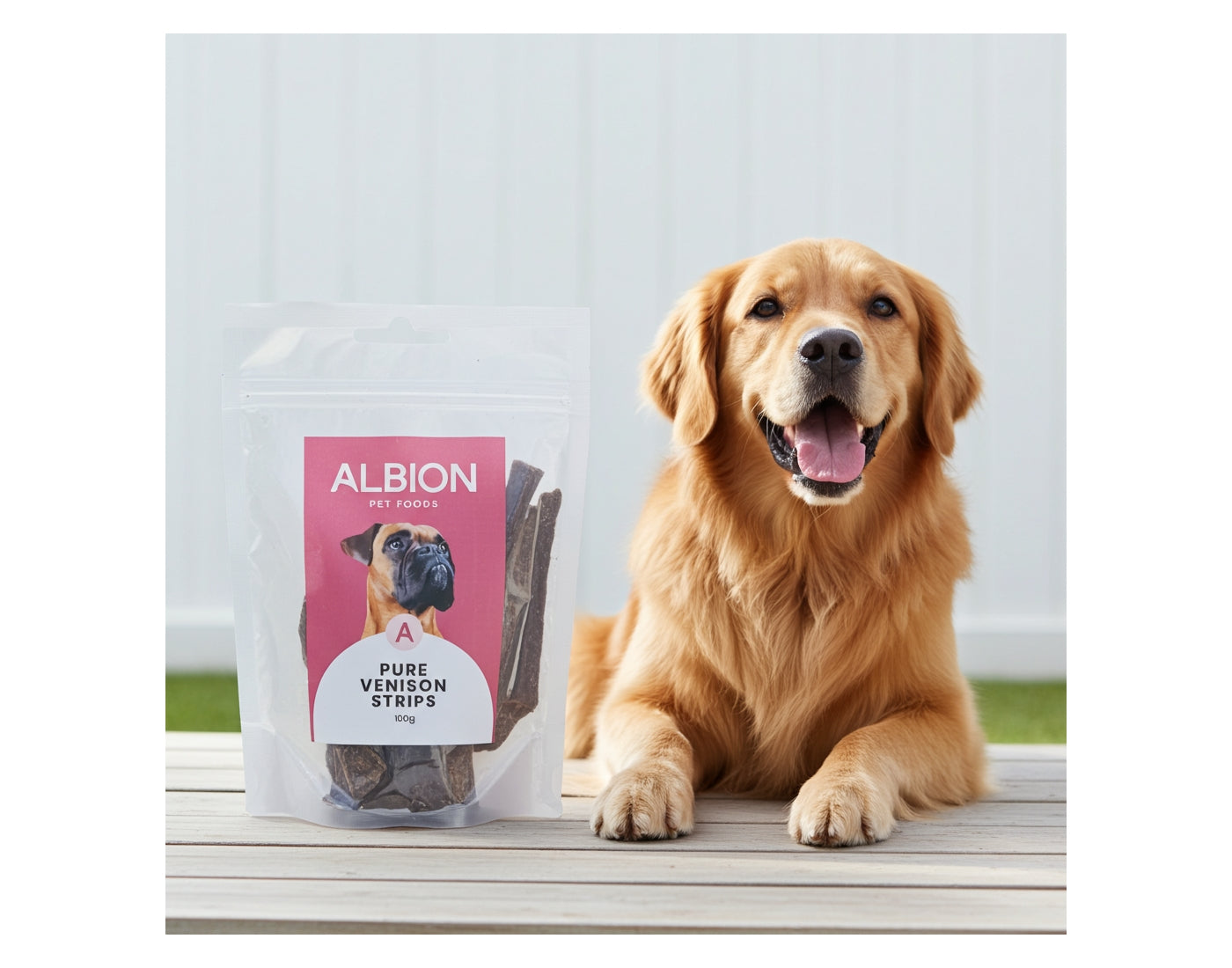 Albion Pet Foods - Air-Dried Pure Venison Strips - Buy Online SPR Centre UK