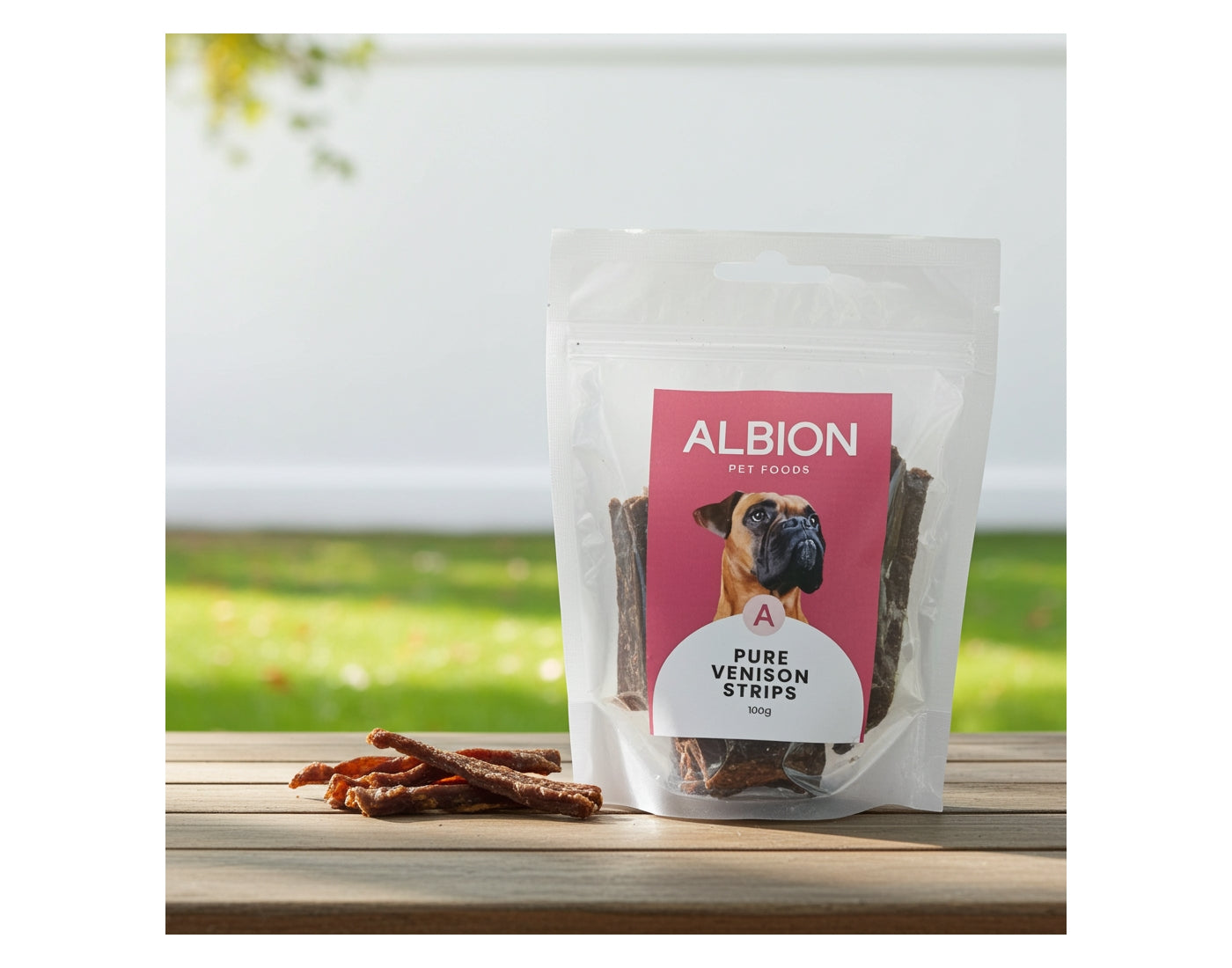 Albion Pet Foods - Air-Dried Pure Venison Strips - Buy Online SPR Centre UK