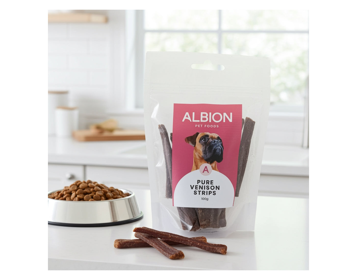 Albion Pet Foods - Air-Dried Pure Venison Strips - Buy Online SPR Centre UK