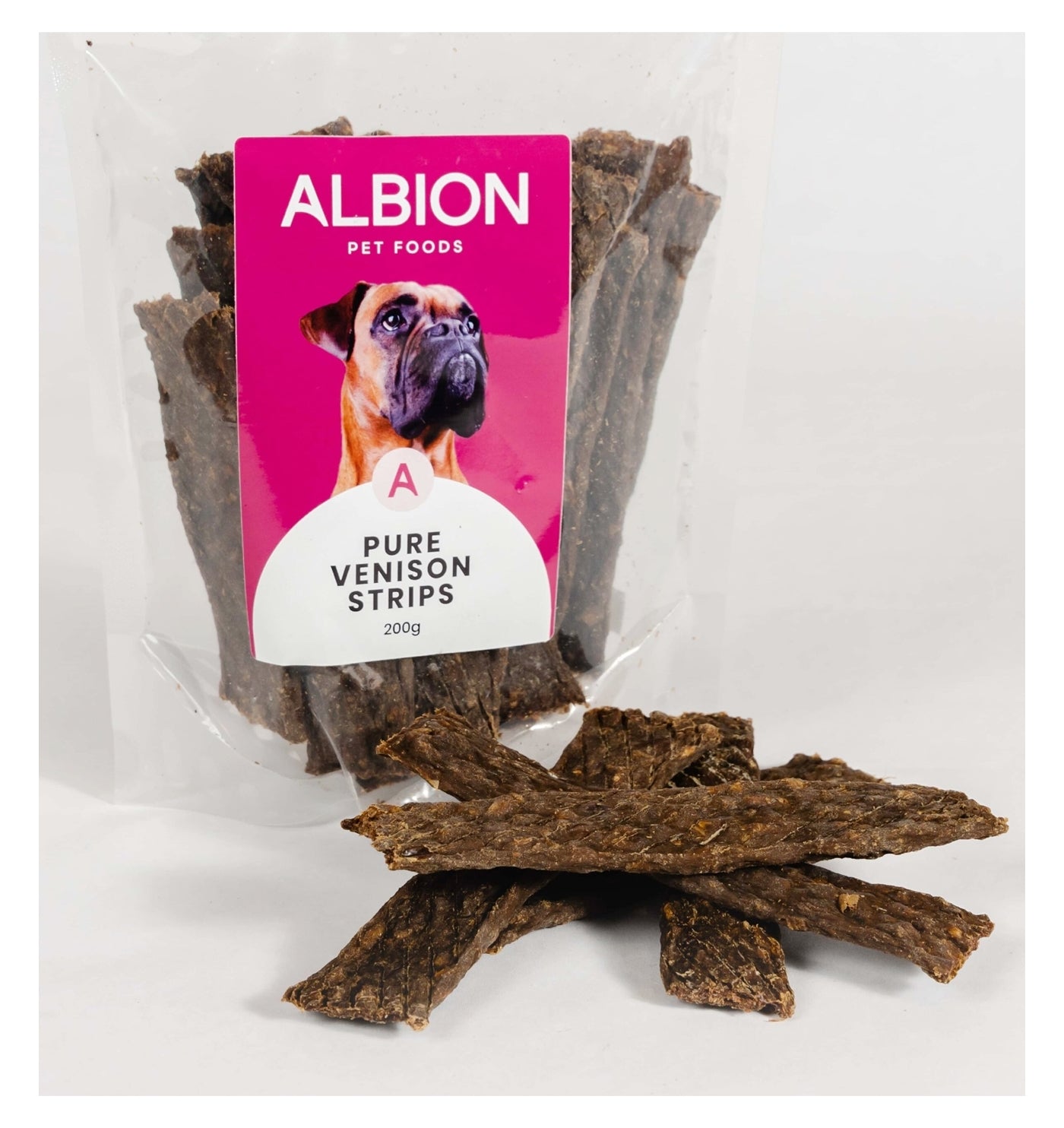 Albion Pet Foods - Air-Dried Pure Venison Strips - Buy Online SPR Centre UK