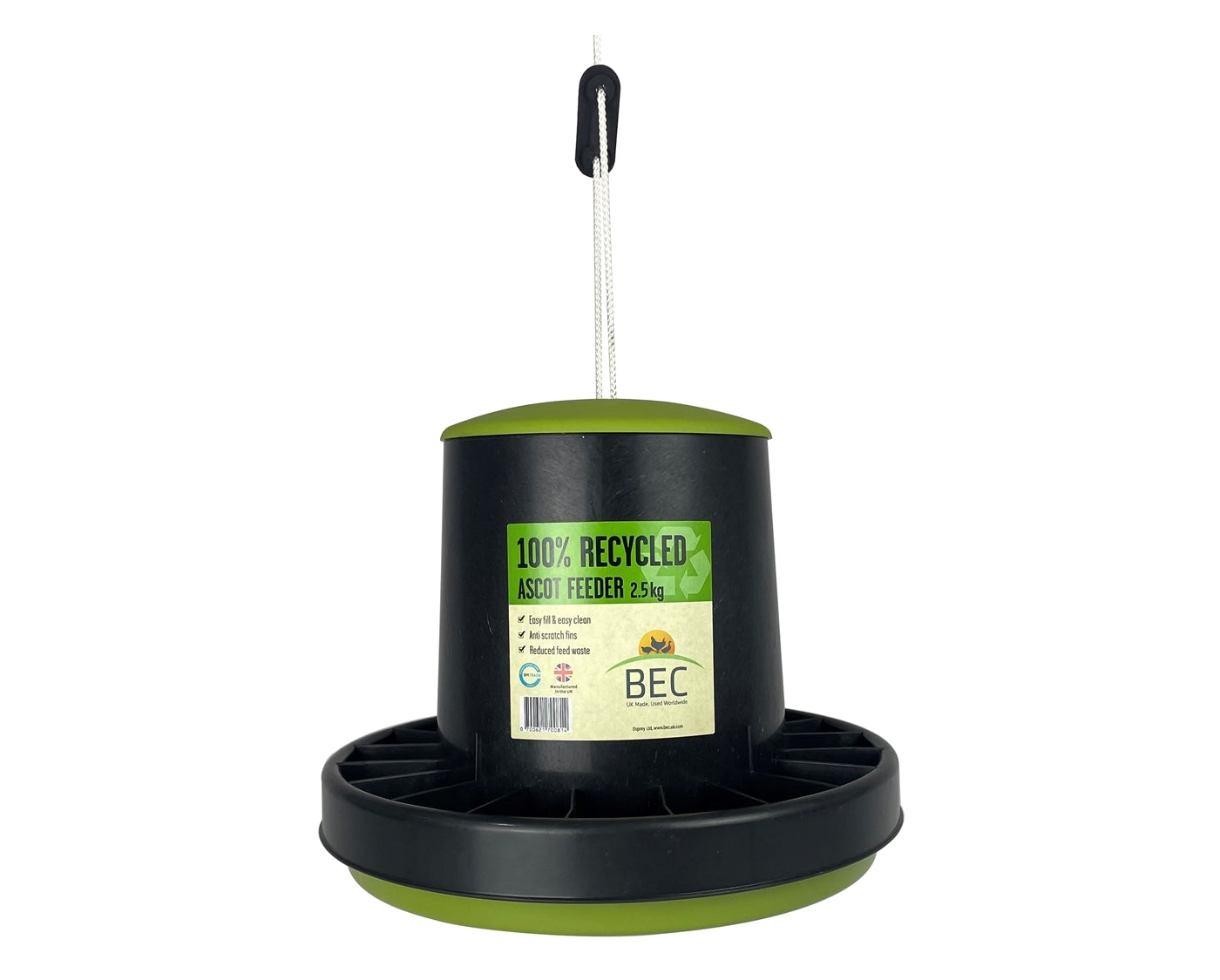BEC - 100% Recycled Ascot Feeder for Poultry - 2.5Kg Capacity