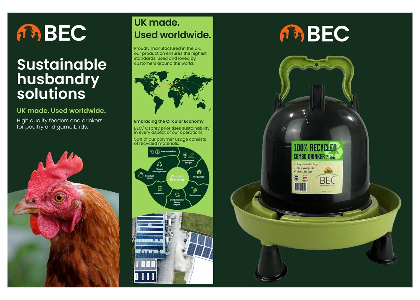 BEC - 100% Recycled 7L Combo Drinker for Poultry, Pigeons & Game Birds - Buy Online SPR Centre UK