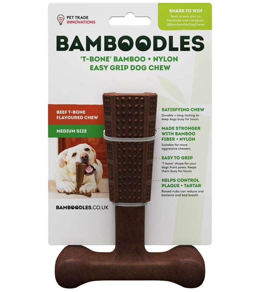 Bamboodles ‘T-Bone’ Beef Flavour Dog Chew (Medium) - Buy Online SPR Centre UK