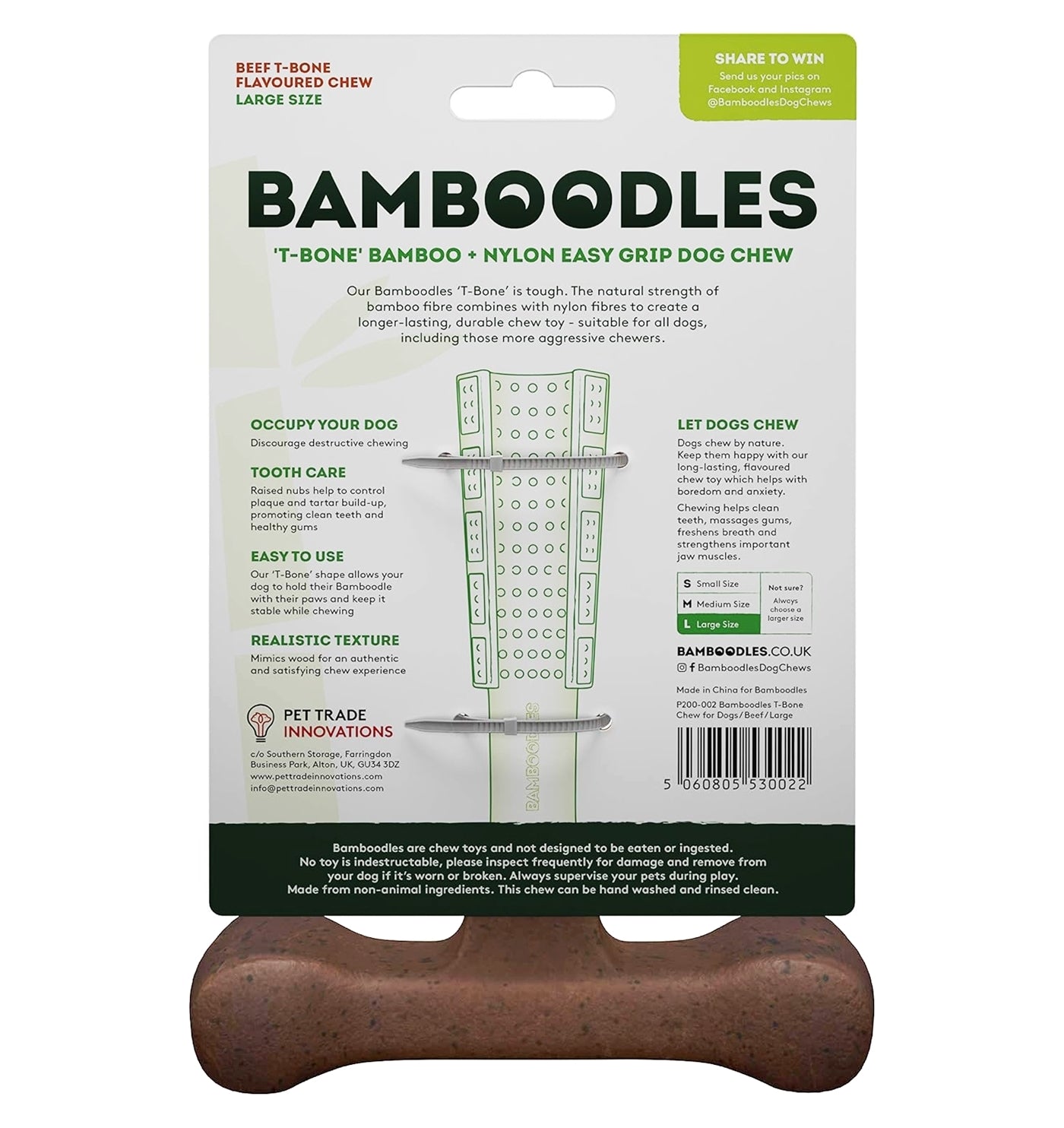 Bamboodles ‘T-Bone’ Beef Flavour Dog Chew (Large) - Buy Online SPR Centre UK