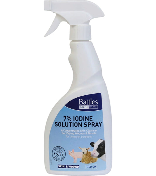 Battles - 7% Iodine Solution Spray 500ml | Animal Care - Buy Online SPR Centre UK