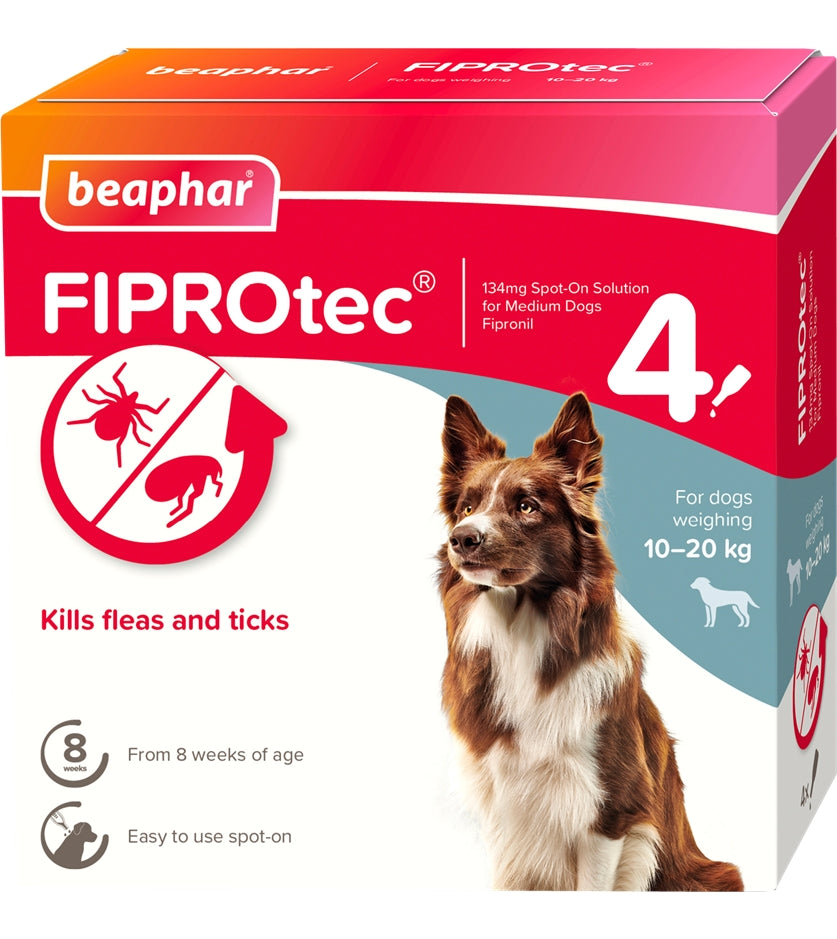 Beaphar - FIPROtec® Flea & Tick Spot-on For Medium Dogs (10-20kg) - 4 Pipettes