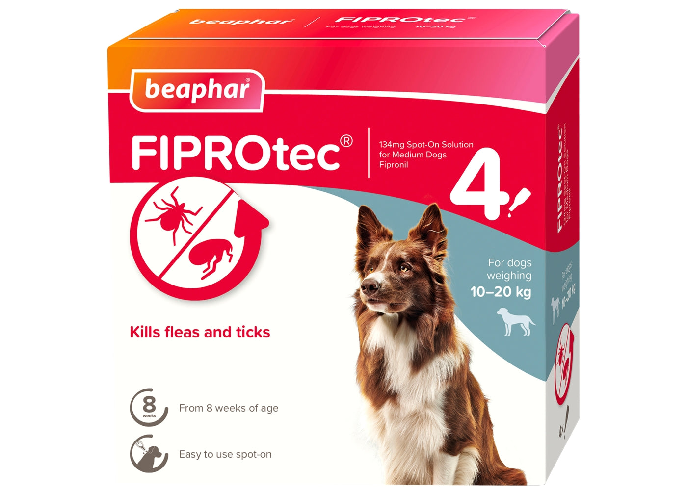 Beaphar - FIPROtec® Flea & Tick Spot-on For Medium Dogs (10-20kg) - 4 Pipettes