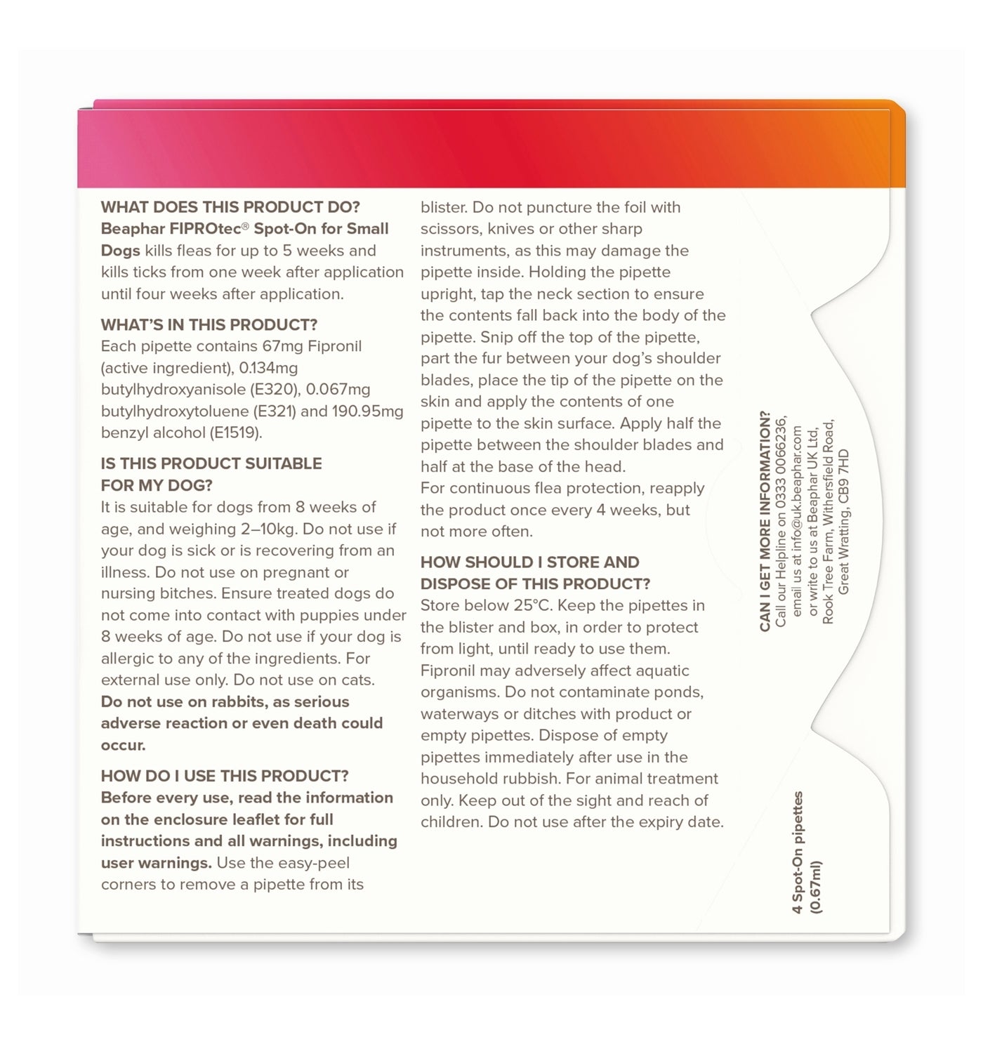 Beaphar - FIPROtec® Flea & Tick Spot-on For Small Dogs - Buy Online SPR Centre UK