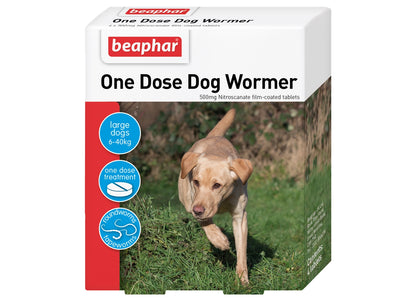 Beaphar - One Dose Worming Tablets for Large Dogs 20-40kg (4 Tablets) - Buy Online SPR Centre UK