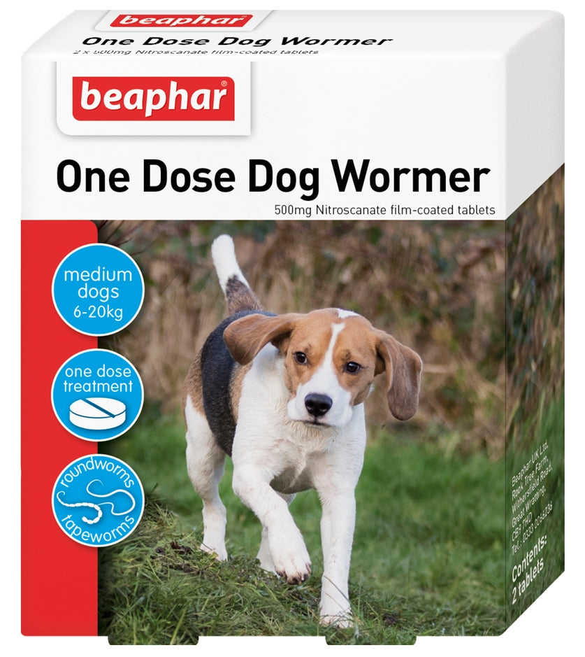Beaphar - One Dose Worming Tablets for Medium Dogs 6-20kg (2 Tablets) - Buy Online SPR Centre UK