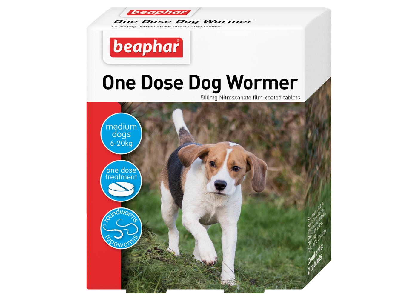 Beaphar - One Dose Worming Tablets for Medium Dogs 6-20kg (2 Tablets) - Buy Online SPR Centre UK