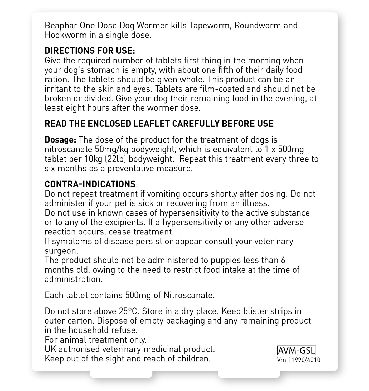 Beaphar - One Dose Worming Tablets for Medium Dogs 6-20kg (2 Tablets) - Buy Online SPR Centre UK
