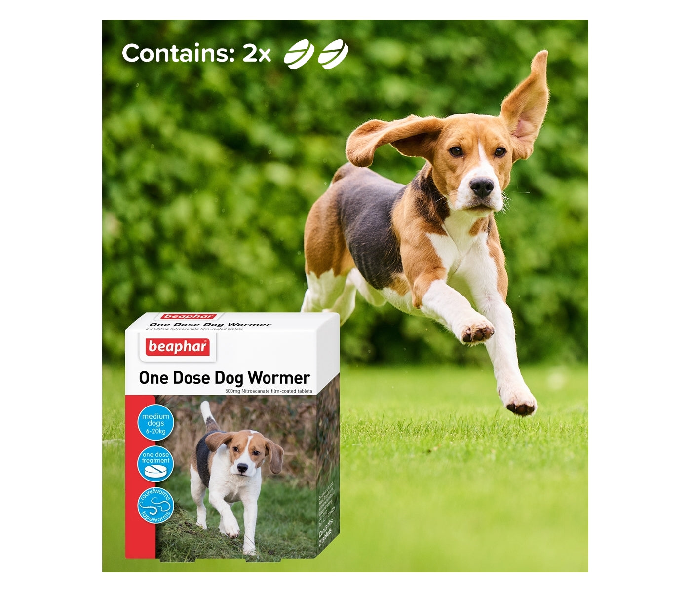 Beaphar - One Dose Worming Tablets for Medium Dogs 6-20kg (2 Tablets) - Buy Online SPR Centre UK