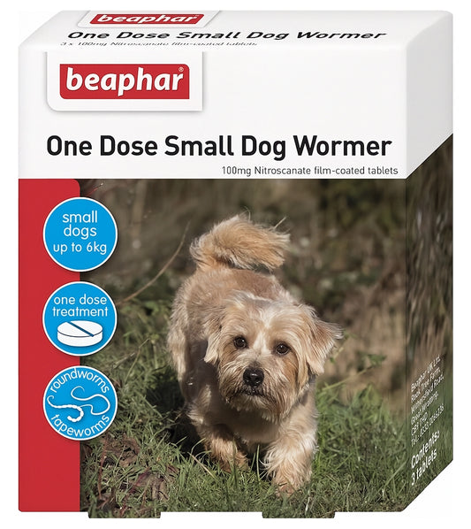Beaphar - One Dose Worming Tablets for Small Dogs up to 6kg (3 Tablets) - Buy Online SPR Centre UK