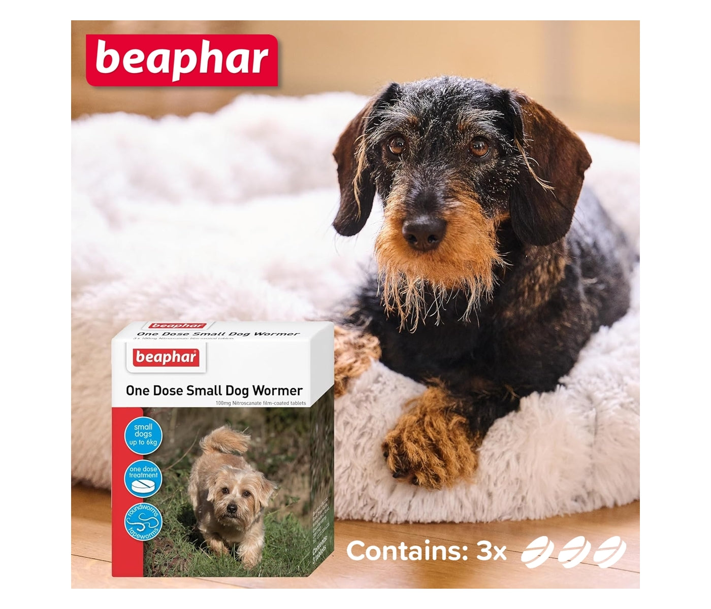 Beaphar - One Dose Worming Tablets for Small Dogs up to 6kg (3 Tablets) - Buy Online SPR Centre UK