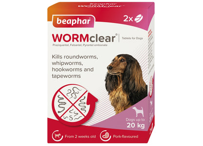 Beaphar - WORMclear Worming Tablets for Dogs up to 20kg (2 Pack) - Buy Online SPR Centre UK