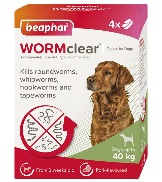 Beaphar - WORMclear Worming Tablets for Dogs up to 40kg (4 Pack) - Buy Online SPR Centre UK