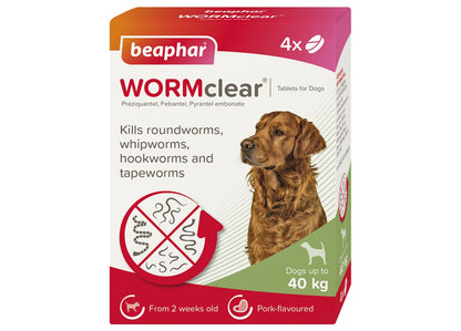 Beaphar - WORMclear Worming Tablets for Dogs up to 40kg (4 Pack) - Buy Online SPR Centre UK
