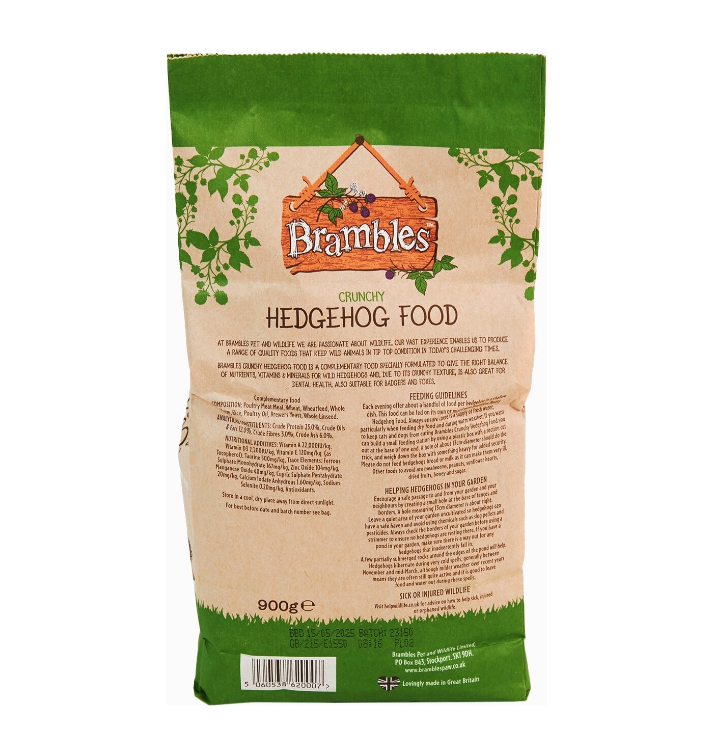 Brambles - Crunchy Hedgehog Food 900g - Buy Online SPR Centre UK