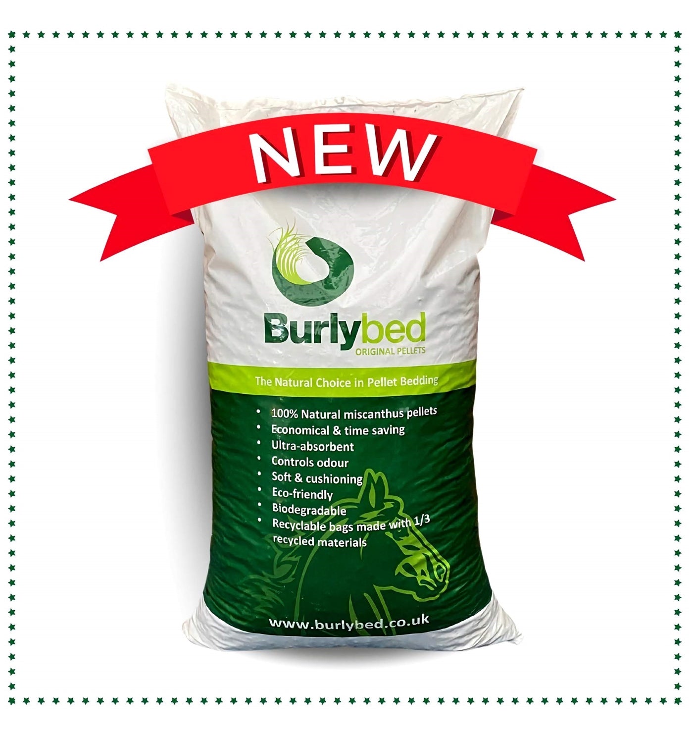 Burlybed Original Pellets 12kg - Miscanthus Animal Bedding - Buy Online SPR Centre UK